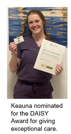 Keauna holds DAISY Award nomination.