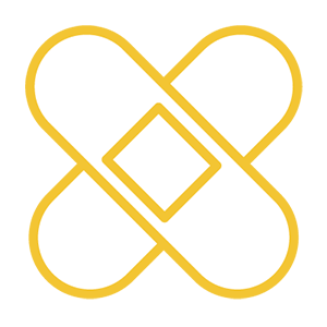 Two bandage icons crossed in an X shape